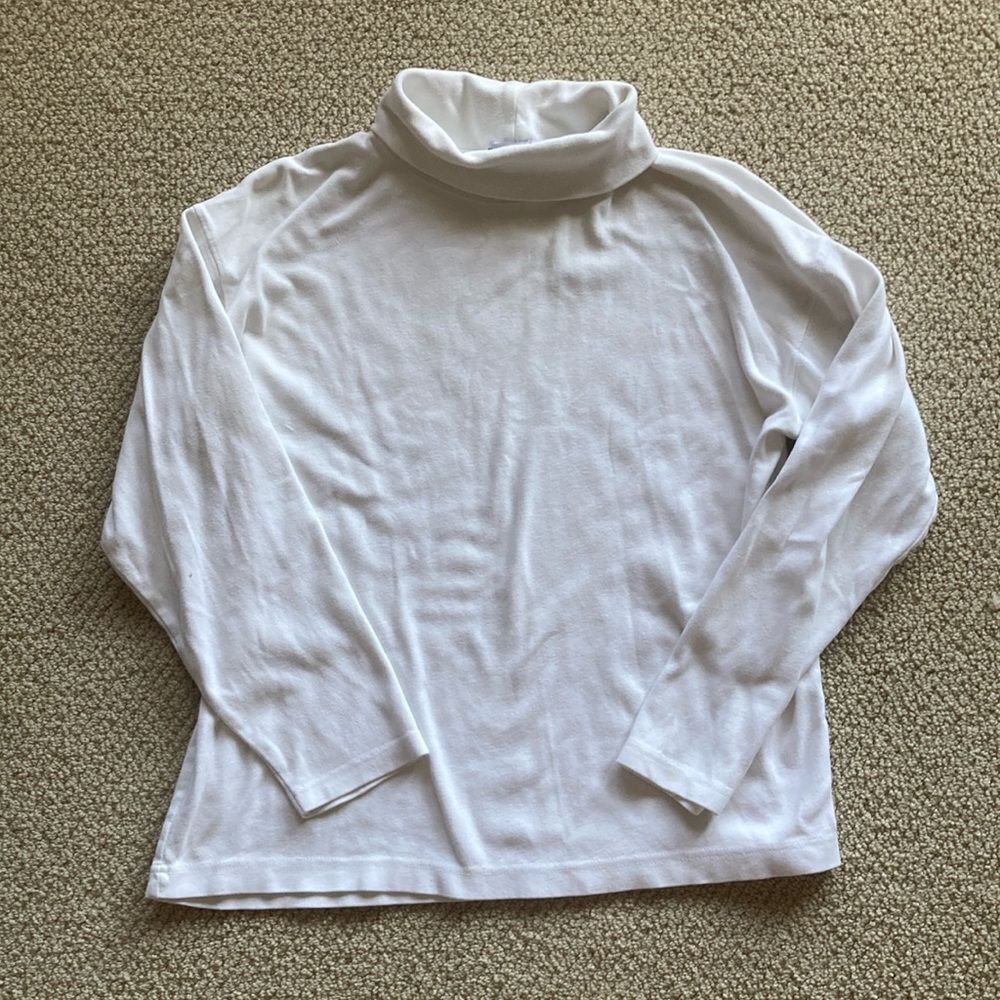 J.L. Plum Vintage White Turtleneck Size Medium Casual Stretch Cotton GUC